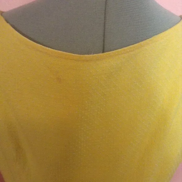 Vintage 1960s Swiss Dotted Belted Button Up Sleeveless Dress with Eyelet Pockets - Picture 5 of 7